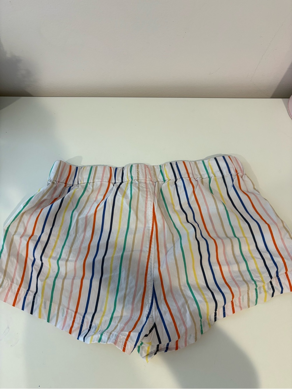 J crew Women's White Multi-Stripe Casual Drawstring Shorts - Picture 3 of 3
